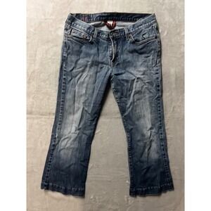 Lucky Brand Blue Denim Mid Rise Cropped Flare Jeans Size 10/30 Made in USA
